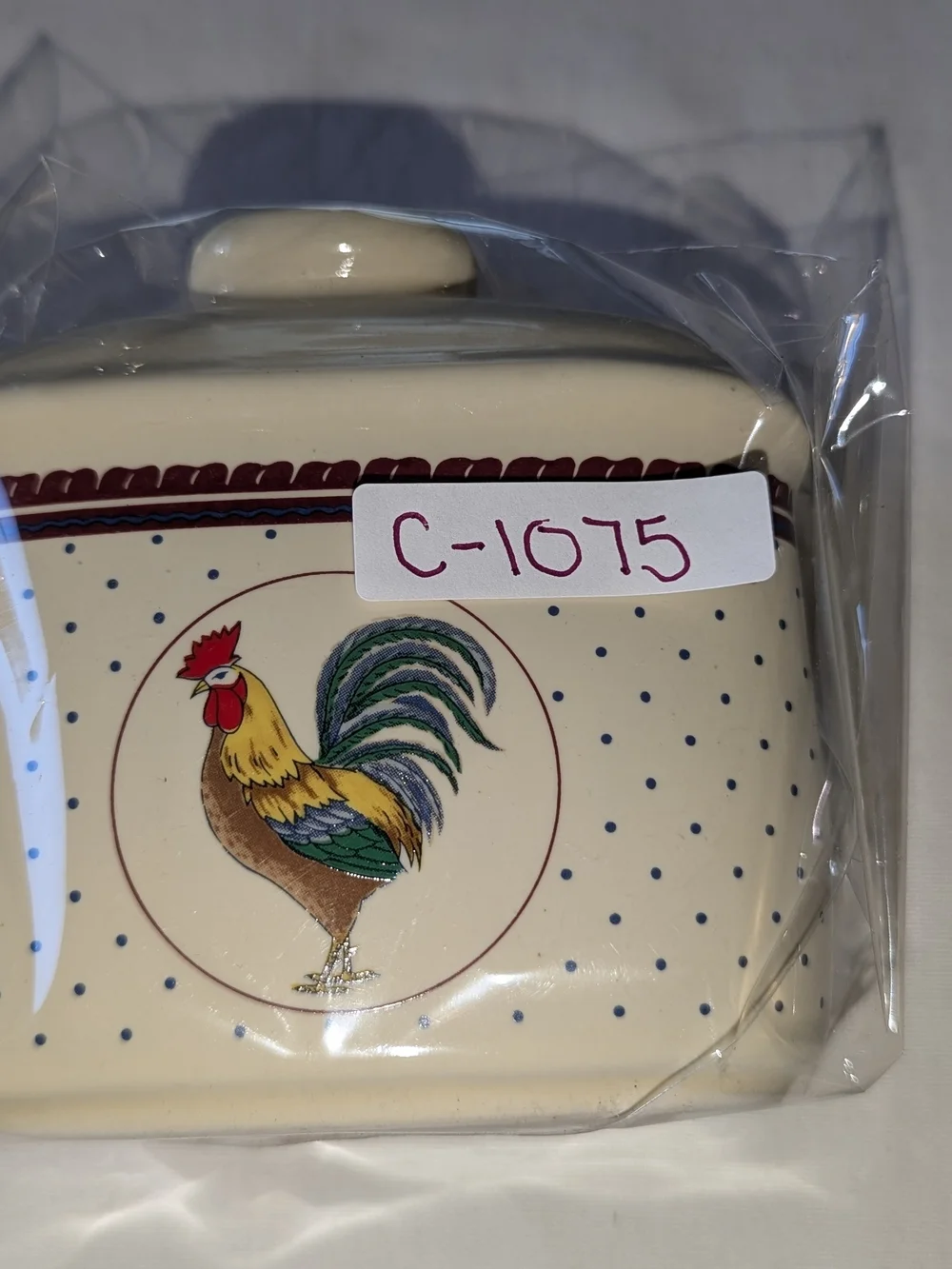 Vintage Geo. Z. Lefton 1988 Rooster Napkin Holder Ceramic Beige/Blue/Red KCA067